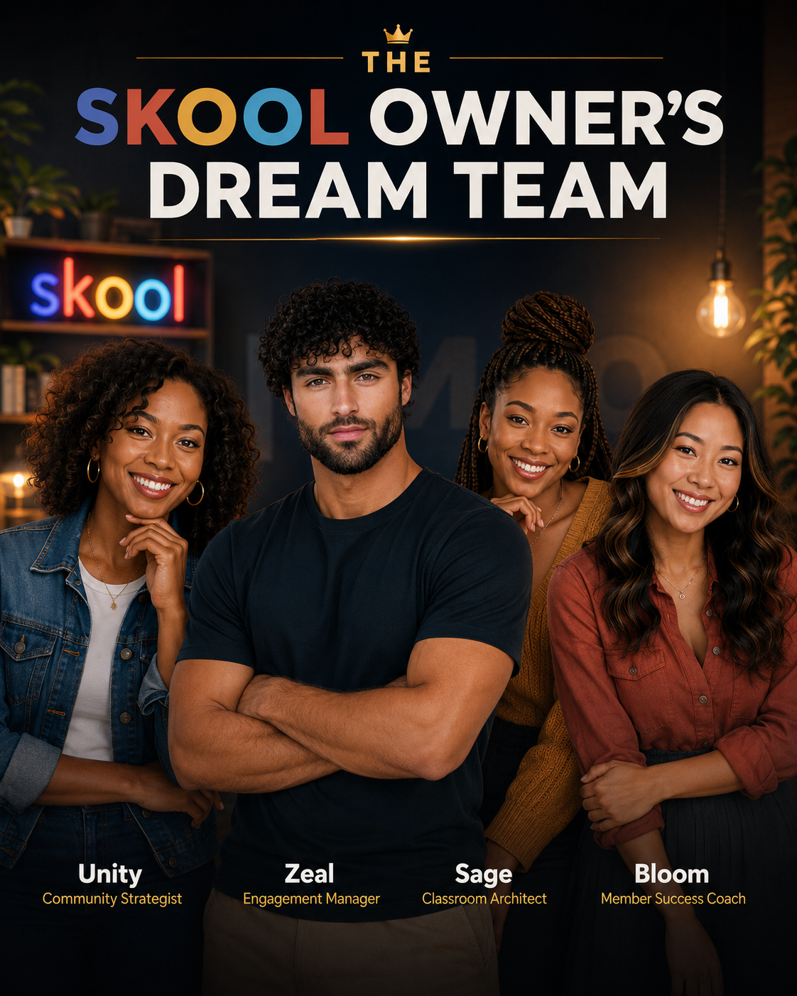 The Skool Owner's Dream Team: Unity, Zeal, Sage, and Bloom